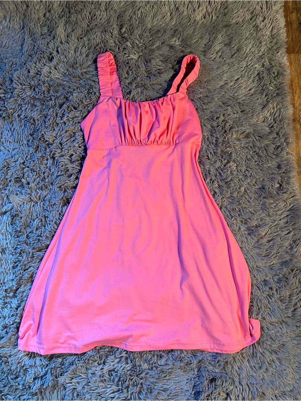 Pink Ruffled Strap Summer Dress